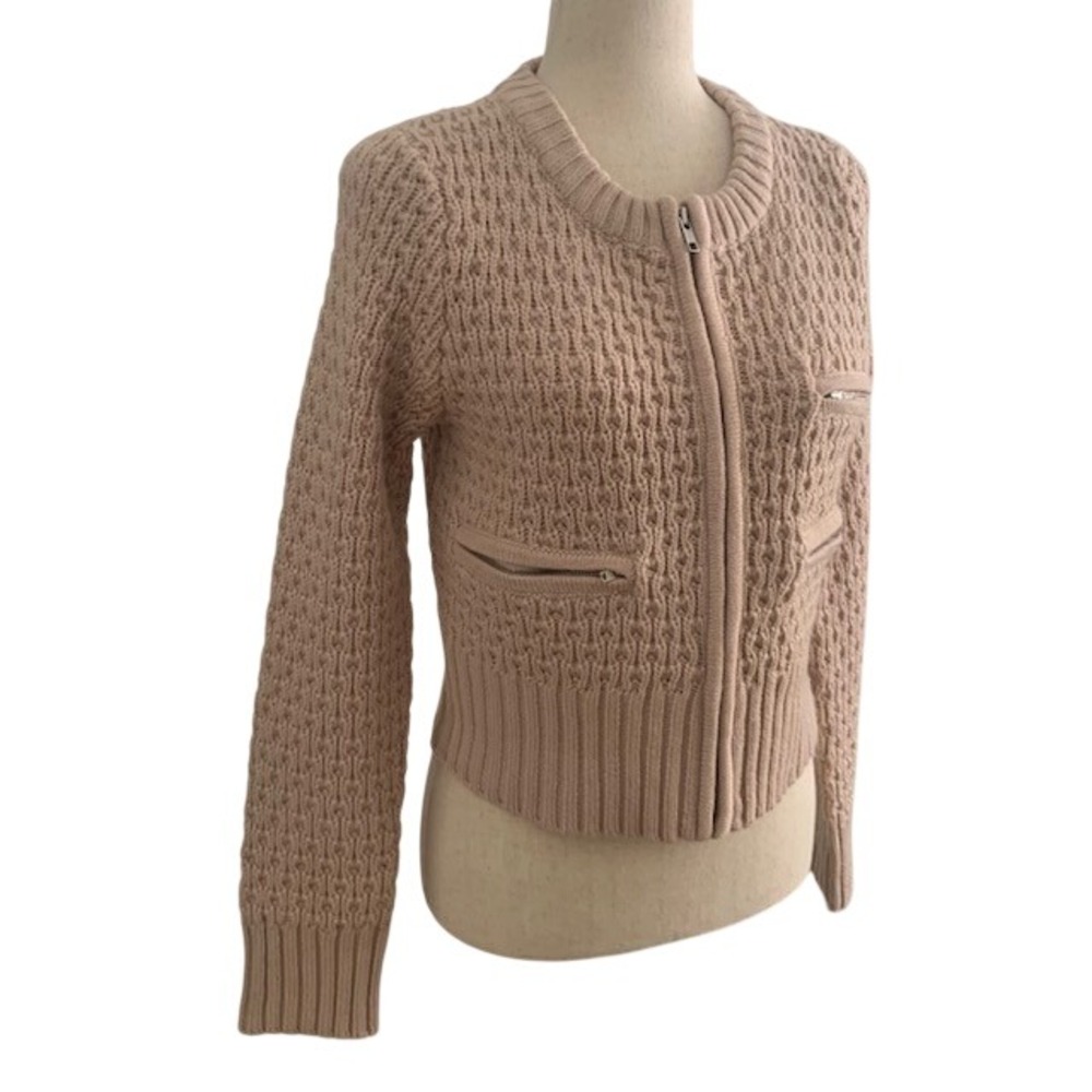H&M Wool Blend Zip Cardigan S Blush Pink Preppy Soft Girl Vanilla Girl Pockets - Picture 2 of 7